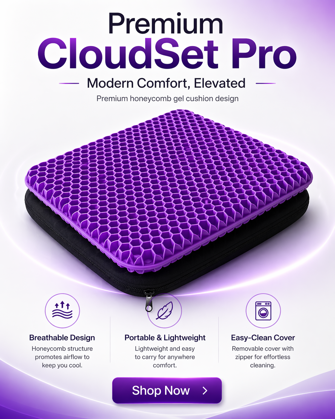CloudSet Pro Honeycomb Gel Seat Cushion